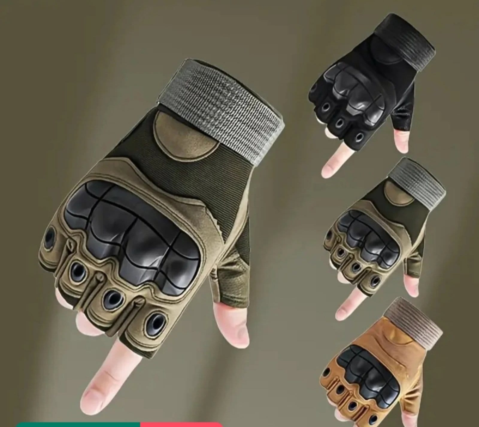Hykes Gym Tactical Fitness Outdoor Hard Knuckle Riding Half Finger Gloves For Men - image 3