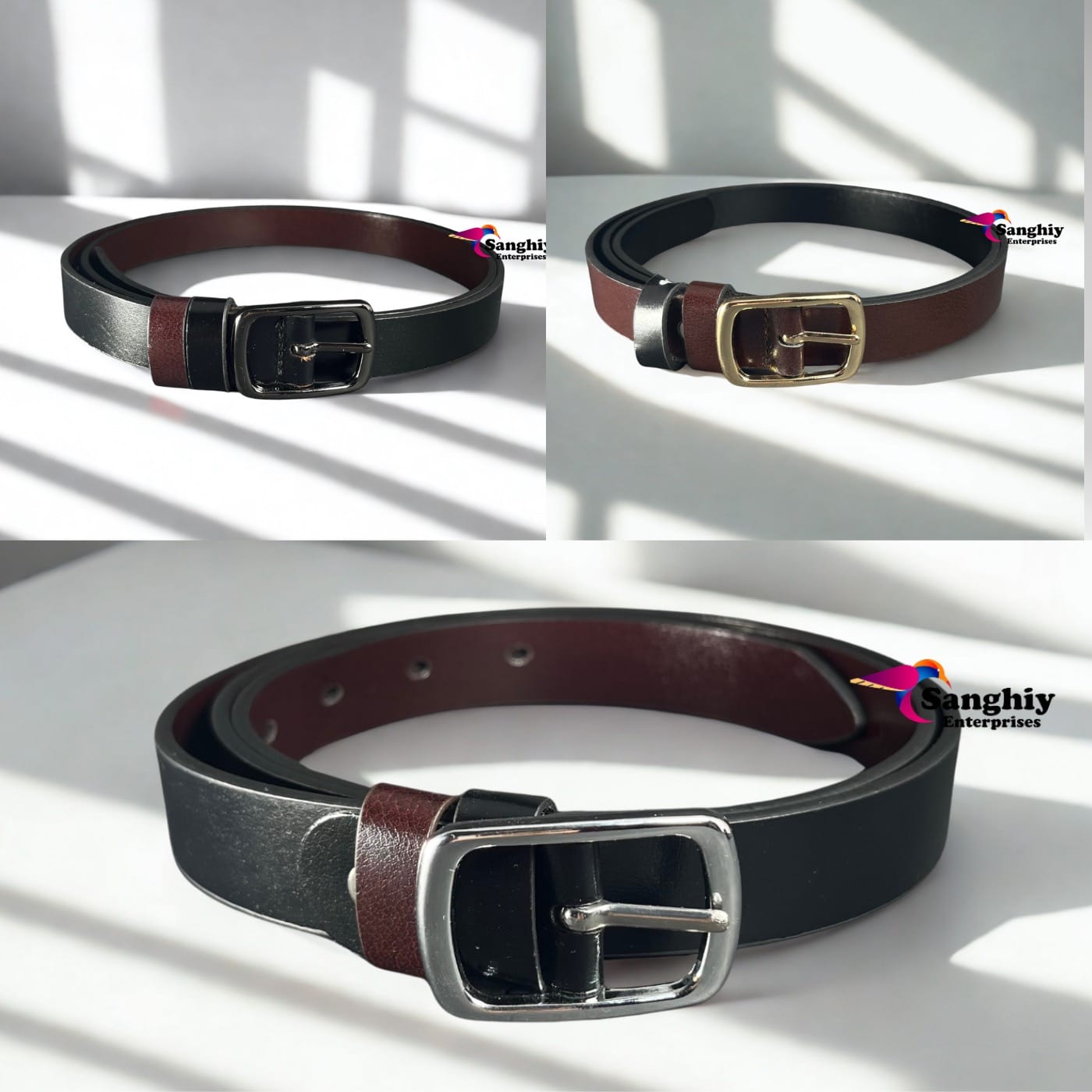 Double Sided Black and Coffee Colour Belt For Unisex / 2 cm and 2.5 cm Width - image 2