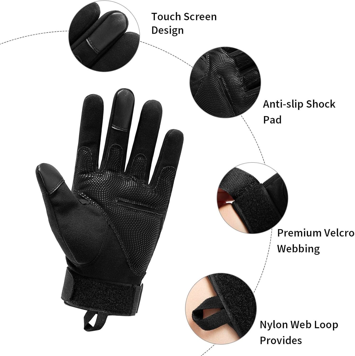 Hykes Full Finger Riding Bike Gloves with Touch proof, protective off-road Motorbike Motorcycle Racing Driving Hard Case Anti-Slip Gloves Only For Big Hands - image 2