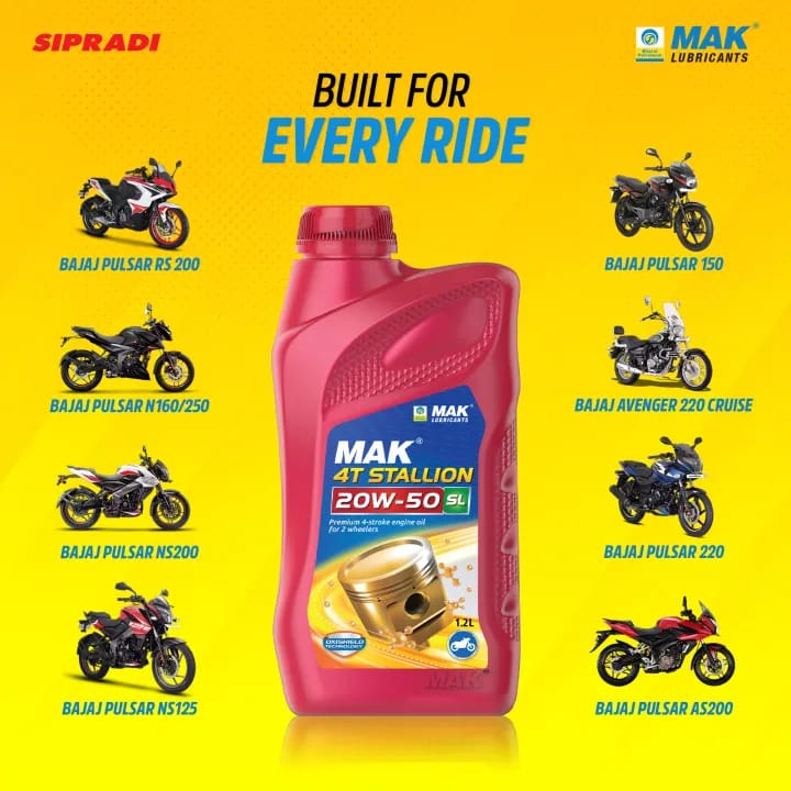 MAK Lubricants 4T Stallion Engine Oil, SAE 20W50 API SL/JASO MA2 Premium 4-Stroke Motorcycle Oil (1.2L) - image 1