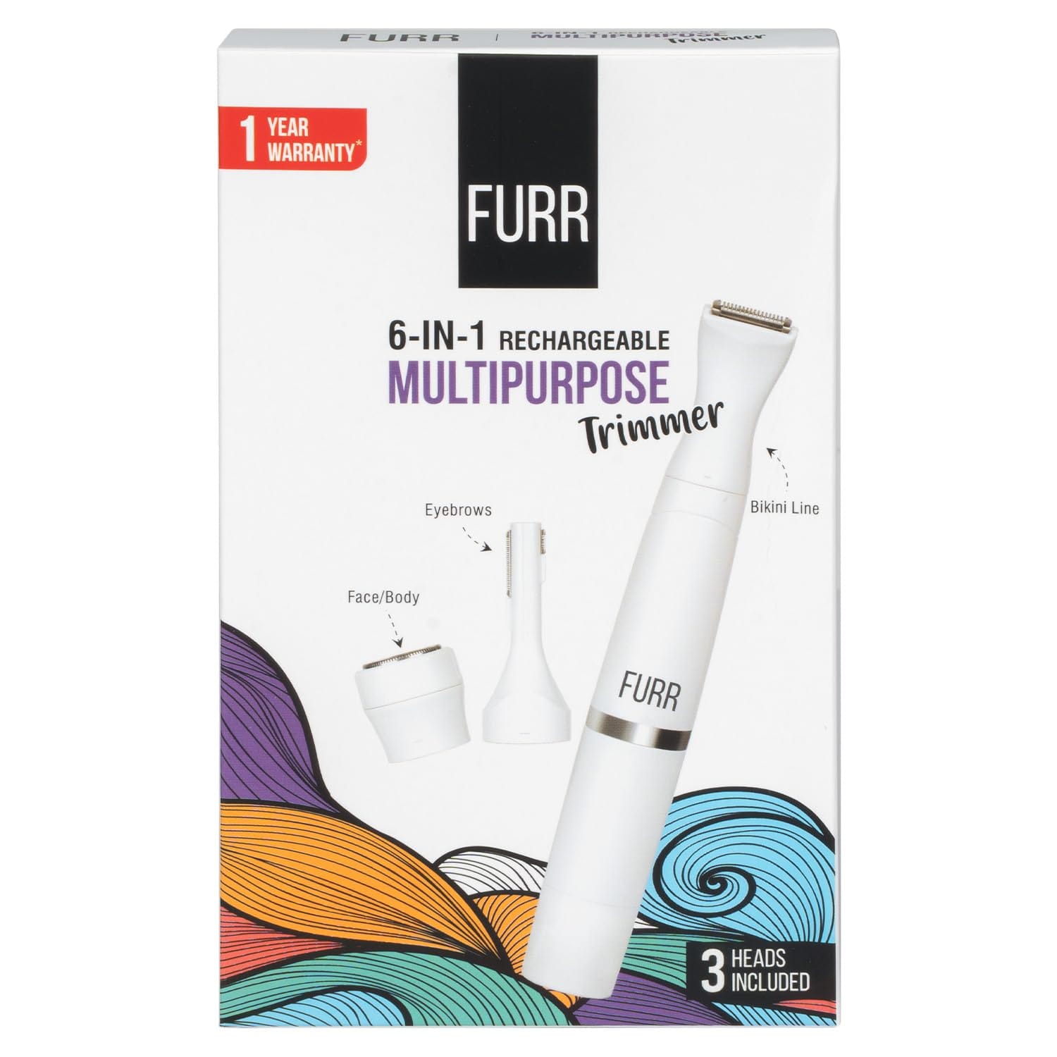 FURR 6-in-1 Multipurpose Trimmer & Shaver with 1 Year Warranty | For Eyebrows, Underarms, Legs & Bikini Line | Water Resistant & 90 Minutes Run Time | C Type Charging | Smooth on all Skin Types - image 1