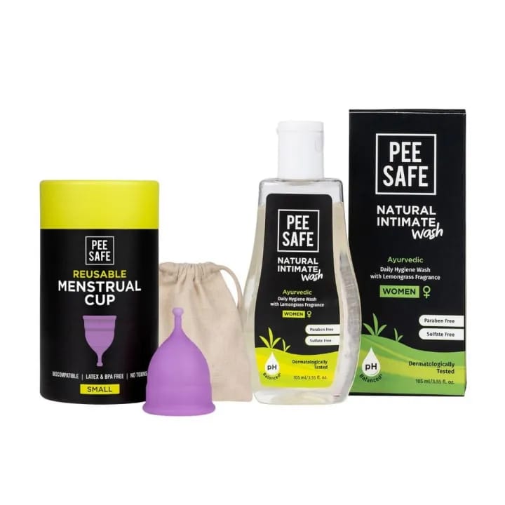 Pee Safe Menstrual Cup Small for women 1N + Women's Intimate Wash (105ml) 1N - image 1