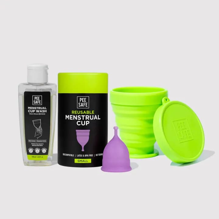 Pee Safe Menstrual Cup Small +Sterilizing Container + Menstrual Cup Wash 100ml - image 1