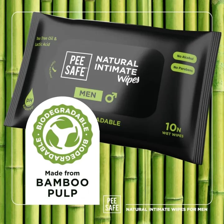 Pee Safe Biodegradable Intimate Wipes for Men (Pack of 10) – pH Balanced, Odor Control, Gentle Daily Hygiene, Travel Friendly - image 3