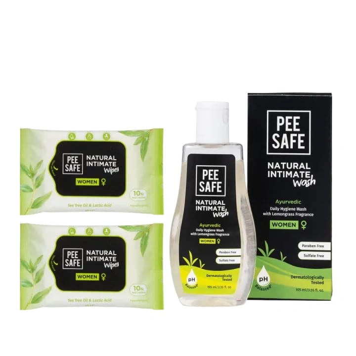 Pee Safe Women's Intimate Wash (105ml) 1N + Women Intimate Wipes (Pack of 10) 2N - image 3