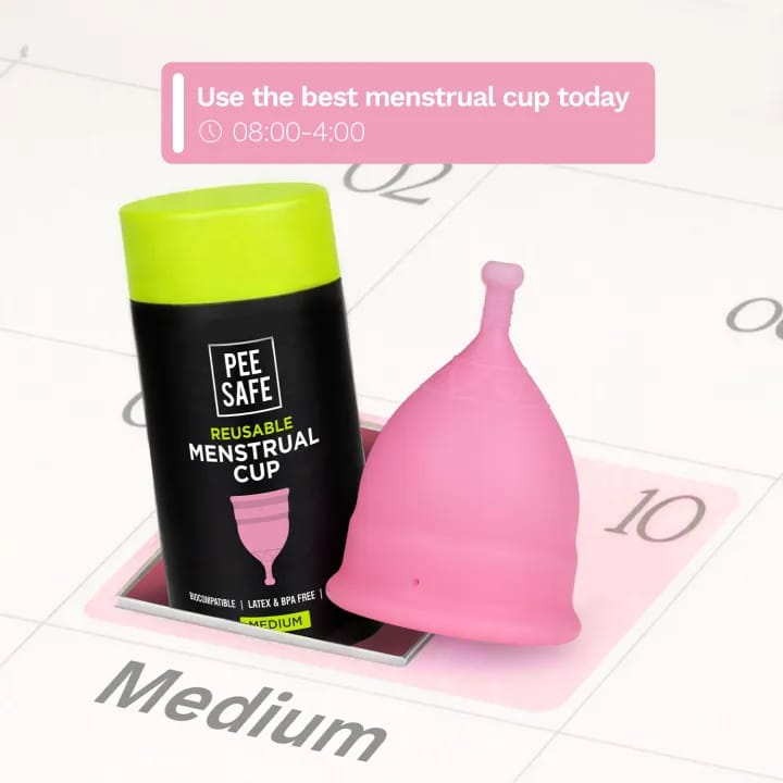 Pee Safe Reusable Menstrual Cup for Women – Medical Grade Silicone Period Cup (Medium) - image 4