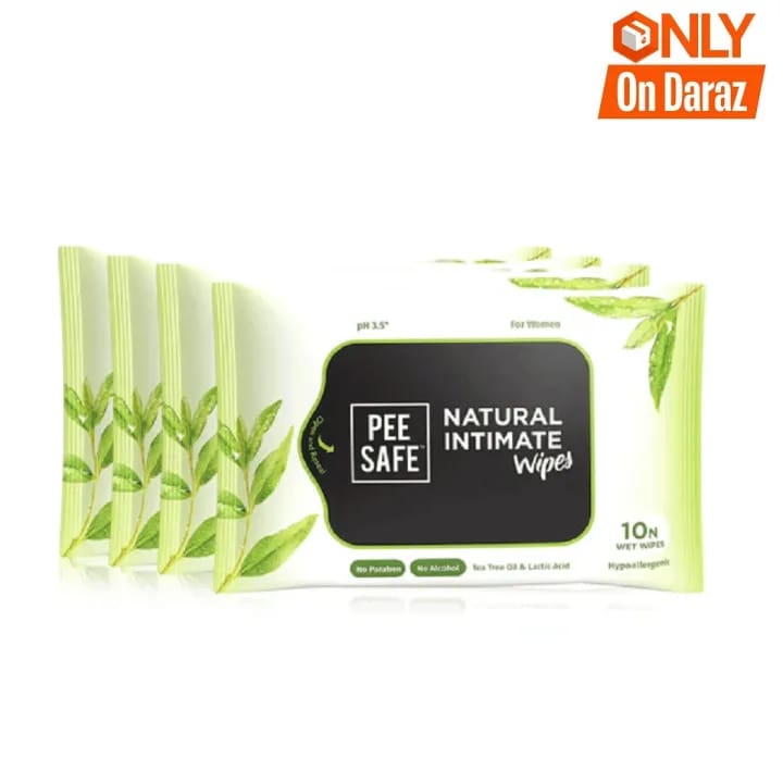 Pee Safe Natural Intimate Wipes (Set of 4, 40 Wipes) – pH Balanced, Odor Control, Gentle Daily Hygiene, Travel Friendly - image 1