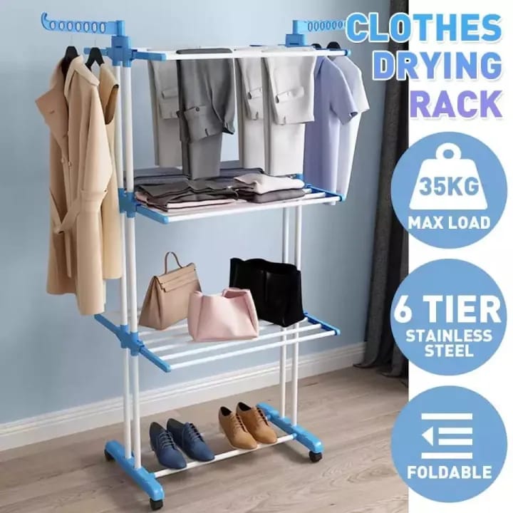 Heavy Duty Stainless Steel Double Pole Foldable Cloth Dryer/Clothes Drying Stand - image 3