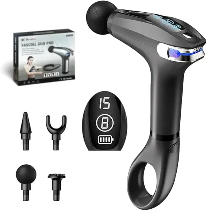 Blueidea Pro Massage Gun – Deep Tissue Muscle Massager for Pain Relief, Silent Brushless Motor, LCD Display, 2 Modes, 8 Speeds, Rechargeable, with Extended Handle - Black - image 3