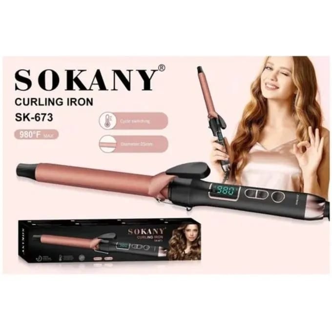 SK673 Sokany Hair Curling Iron Nano Technology Digital Hair Curler Hair Curling Wand 25MM Barrel Rod Tong Tourmaline Infused Ceramic Coated Plates, Cool Touch Tip, Fast Heating 70W 980°F - image 2