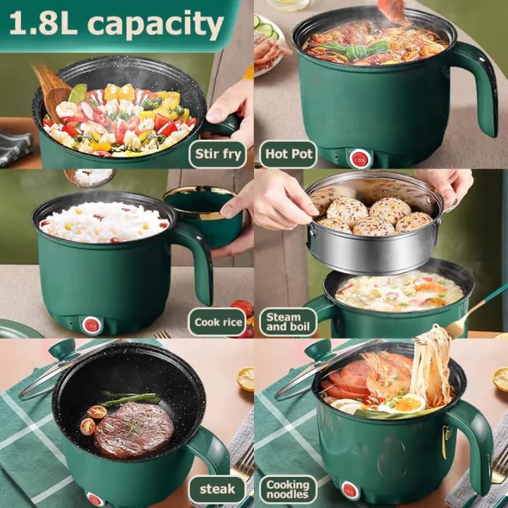 Non-stick MTS Pot 1.8L Multifunction Electric Cooker Stainless Steel Electric Cooker Steamer Boiler Pot Steamer Multicooker Fry & Steam - image 2