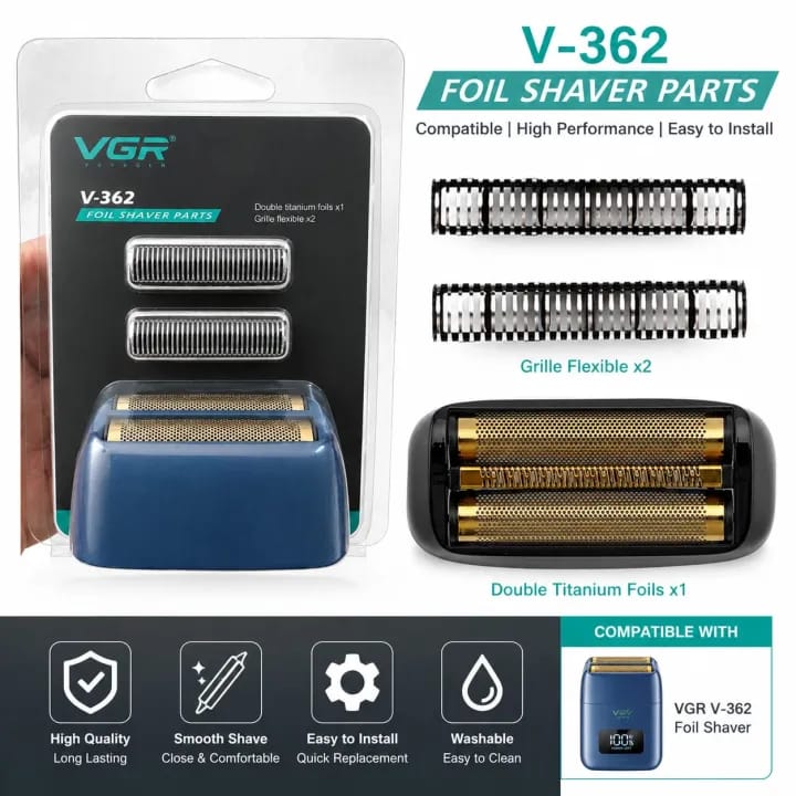 VGR 362 Foil Shaver Replacement Head, Electric Shaver Replacement Foil and Cutters Set, Titanium Triple Floating Blade, 1 Pack - image 1