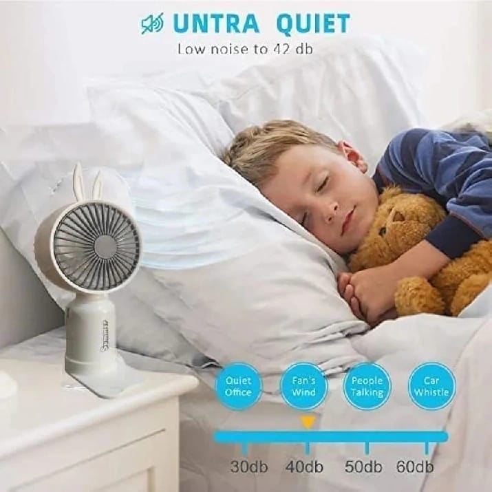 USB Rechargeable Mini Portable Fan come with 2 Speed Mood, 7 Different Light Use For Office/Market/Travel with Base, 1hr Battery Backup (Multicolor) - image 3