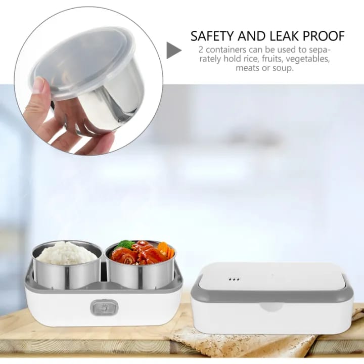 Cooking Lunch Box With 2 Liners Food Grade Stainless Steel, Lunch Case Electric Thermal Portable Cooker 200W - image 5