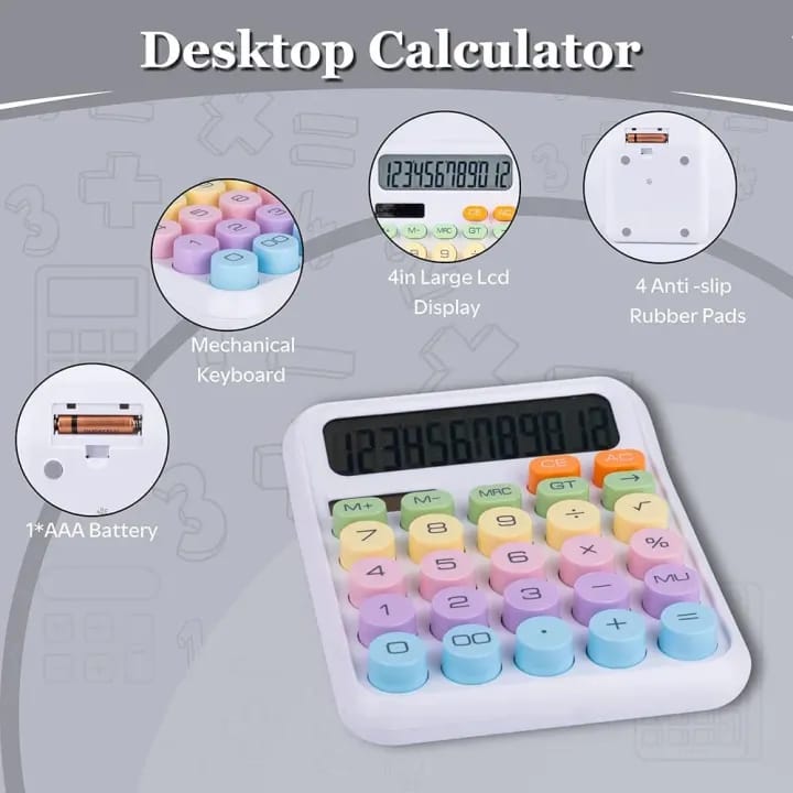12 Digits INS Korean Dopamine Color Candy Style Calculator Large Display Mechanical Round Button calculator CITI.ZEV CT-013 - image 4