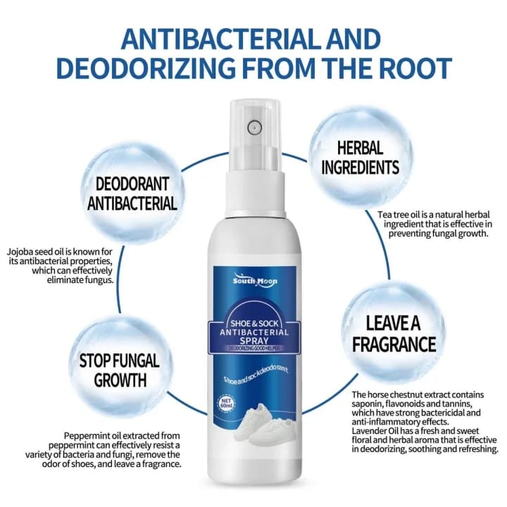 Shoe Deodorizer Spray, Antibacterial Foot Deodorant, Natural Antibacterial Spray 100ml, Foot Odor Relief, Shoe & Socks Freshener - image 1