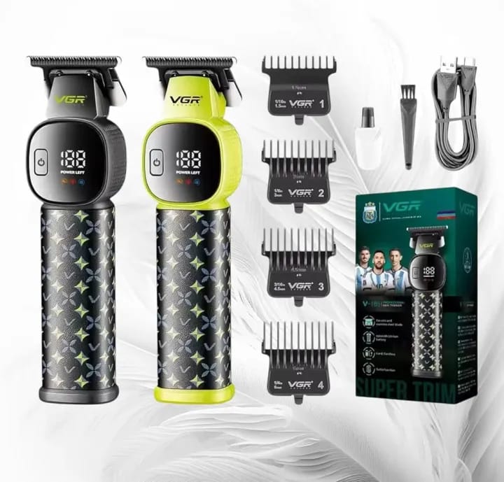 V-185 Professional Hair Clipper and Trimmer for Men, Cordless Waterproof, 1500mAh Battery, 220 Minutes Runtime, LED Display, 4 Guide Combs. Turbo function, cord, Cordless - image 4