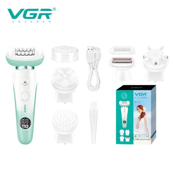 VGR V-750 Professional 5-in-1 Women Care Kit: All-in-one hair removal, shaving, facial cleansing, and massage device with smart LED display | VGR V-750 Professional 5-in-1 Care Kit - image 3