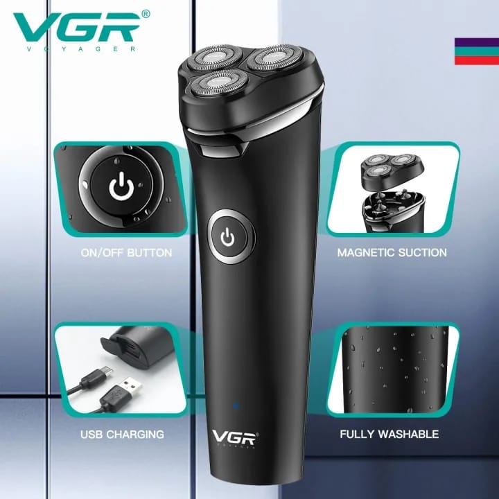 VGR V-319 Premium Electric Shaver Cordless Rechargeable IPX6 Fully Waterproof 3 Head Beard Shaver Wet & Dry Rotary Shavers For Men - image 3
