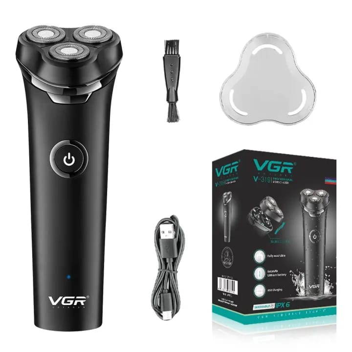 VGR V-319 Premium Electric Shaver Cordless Rechargeable IPX6 Fully Waterproof 3 Head Beard Shaver Wet & Dry Rotary Shavers For Men - image 1