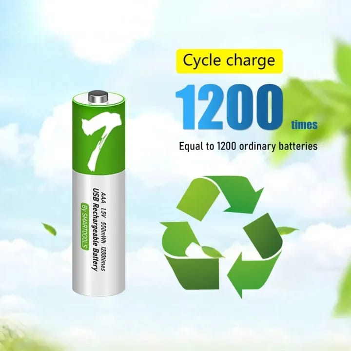 Rechargeable AAA Batteries with USB-C Charger (2-Pack) - 1.5V 1700mWh For Remote Control/Mouse/Electric Vehicle/Digital Lock - image 4
