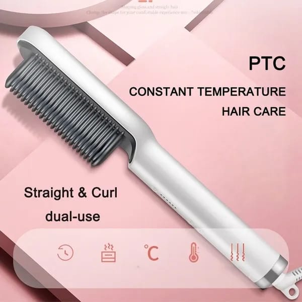 Professional Straight Comb Electric Hair Straightener Brush Heated Comb Straightening Combs Men Beard Hair Straight & Curly Styling Tool - image 4
