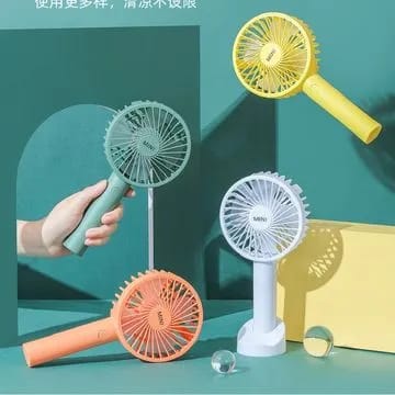 Itishri - USB Mini Handheld Fan Rechargeable Portable Battery Fan With Mobile Phone Holder Base - image 5