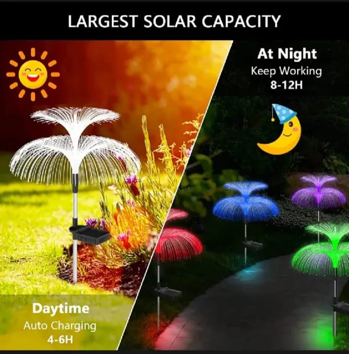 2Pcs Optical Fiber Jellyfish Light Solar Powered Light 7 Novelty Color Changeable LED Outdoor Decorative Lamp For Garden Lawn Yard Patio - image 3
