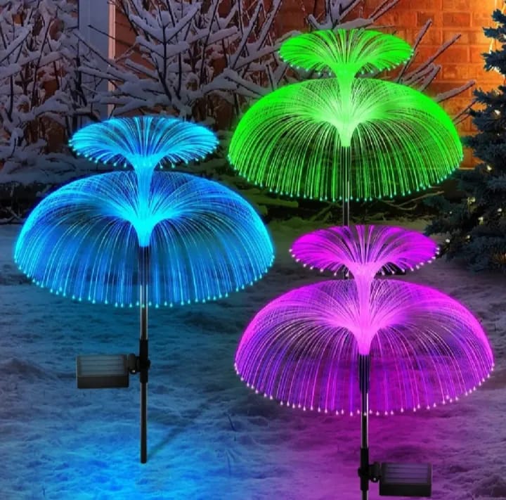 2Pcs Optical Fiber Jellyfish Light Solar Powered Light 7 Novelty Color Changeable LED Outdoor Decorative Lamp For Garden Lawn Yard Patio - image 1