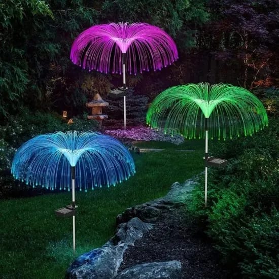 2Pcs Optical Fiber Jellyfish Light Solar Powered Light 7 Novelty Color Changeable LED Outdoor Decorative Lamp For Garden Lawn Yard Patio - image 5