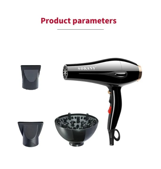 SOKANY Hot And Cold Air Hair Dryer 3 In 1 Concentrator And Diffuser Attachments SK-2213 - image 4