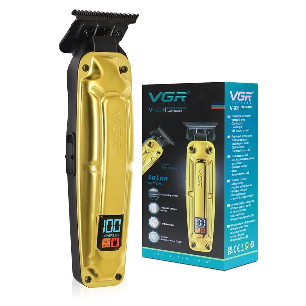 VGR V-904 Professional Hair Clipper, Trimmer for men with DLC Coating Blade, Digital LED Display, Brushless motor, 4 Cutting Combs,250min Runtime,2000mAh Lithium Battery (Gold) - image 1