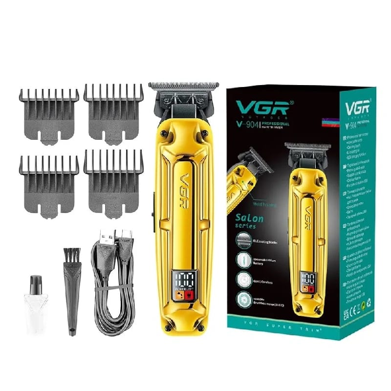 VGR V-904 Professional Hair Clipper, Trimmer for men with DLC Coating Blade, Digital LED Display, Brushless motor, 4 Cutting Combs,250min Runtime,2000mAh Lithium Battery (Gold) - image 3