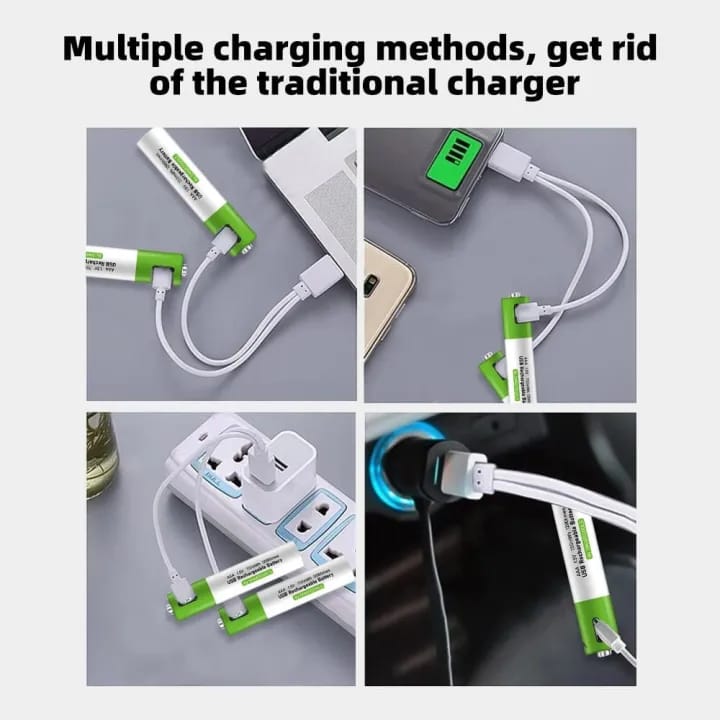 Goop 1.5V 3600mWh USB Lithium ion Rechargeable AA Battery with USB Type C Charging Cable, High Capacity Fast Charge, 1200 Cycles Constant Output, Over-Charge Protection (2) - image 3