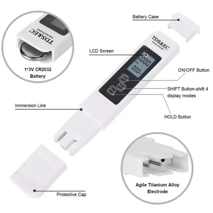 Digital Water Quality Tester TDS EC Meter Range 0-9990 Multifunctional Water Purity Temperature Meter TEMP PPM Tester - image 2