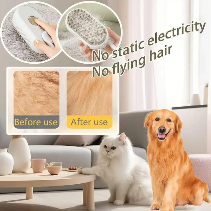 Cat Steam Brush for Shedding Dog Brush with Steam Pet Hair Cleaning Brush Comb for Spray 3 in 1 Pet Grooming for Long & Short Haired Pets – Spritz Comb for cats and dogs - image 5