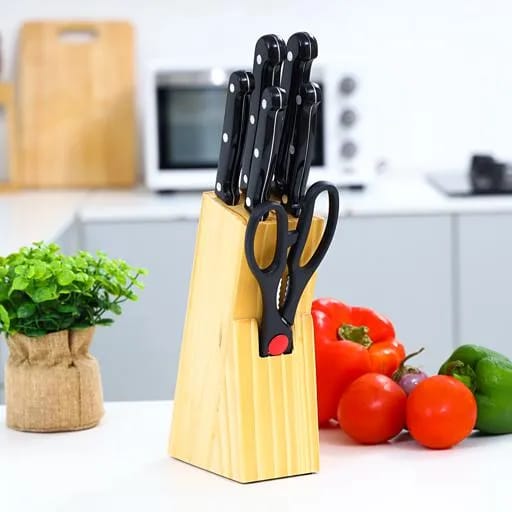 Stainless Steel Kitchen Knife Set With Wood Stand 7pcs set - image 4