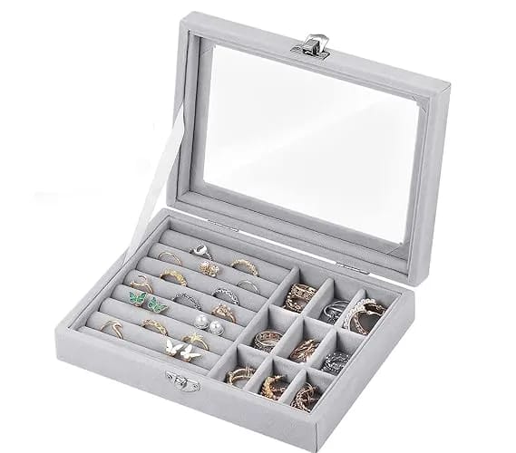 Large Jewelry Storage Box Organizer Case with Mirror | Ring Earring Necklace Bracelet Holder | Premium Makeup & Accessories Storage Box - image 5
