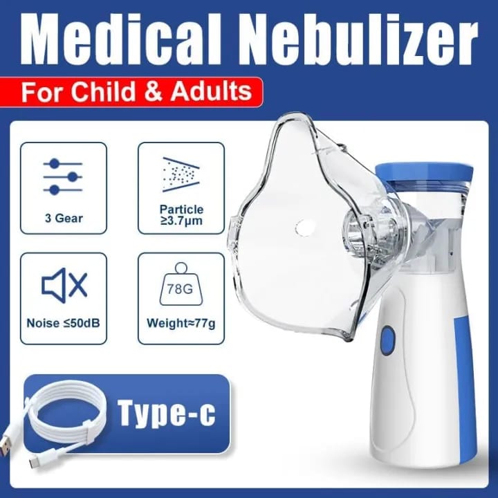 Portable Medical Mesh Nebulizer for Kids & Adults | USB Type-C & Battery Operated | Quiet Inhaler for Asthma, Cough & Cold - image 2