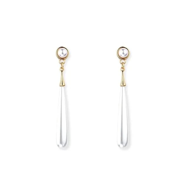 Attractive and Stylish Gold Plated Water Drop Long Pearl Earrings for Women and Girls - image 3