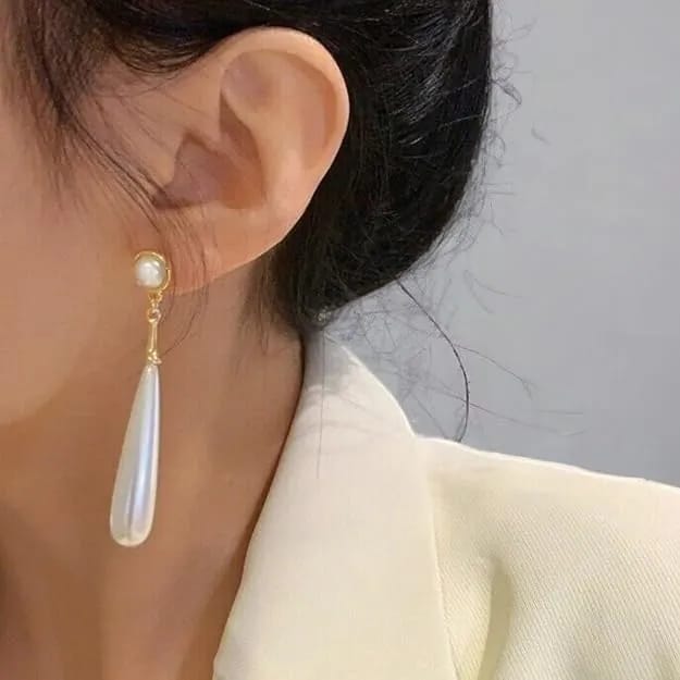 Attractive and Stylish Gold Plated Water Drop Long Pearl Earrings for Women and Girls - image 5