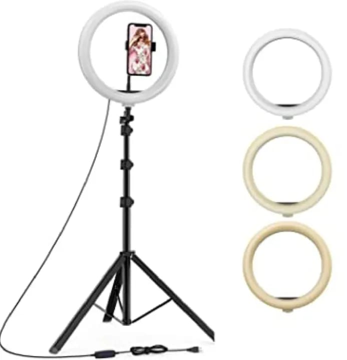 Ring Light with Stand (26cm) | Adustable Light With Dimmable Features & Two Position Phone Holder - image 2