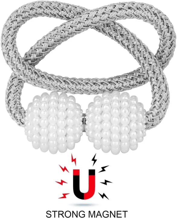 Magnetic Curtain Tieback with Pearl Beads – No Drill Decorative Curtain Holder Rope (1 Pair) - image 5