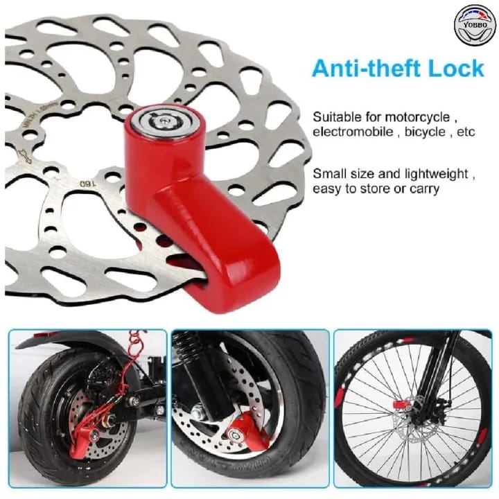Motorcycle Disc Brake Lock – Heavy Duty Anti-Theft Security Lock for Bike, Scooter & Bicycle – Portable Two Wheeler Safety Lock with Keys - image 1