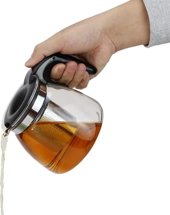 Elegant Clear Glass Tea Pot 900ML with Stainless Steel Infuser and Comfort Grip - image 3