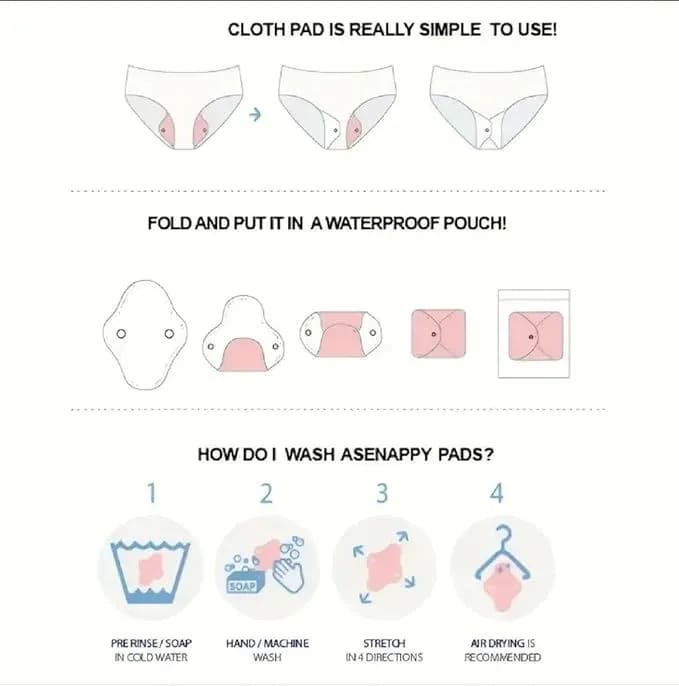 Durable Reusable Adult Diaper Non-slip Soft Washable Panties Menstrual Cloth Sanitary Feminine Hygiene Pad Period Cotton Panty Liners - image 5