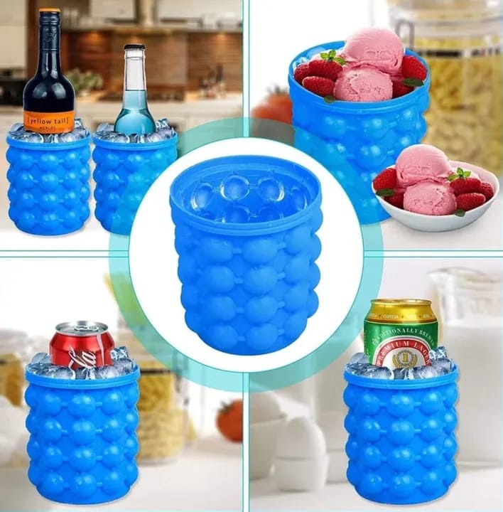 Ice Bucket, Large Silicone Ice Bucket & Ice Mold with lid, Revolutionary Space Saving Genie Ice Cube Maker for Chilling , Beverage - image 3