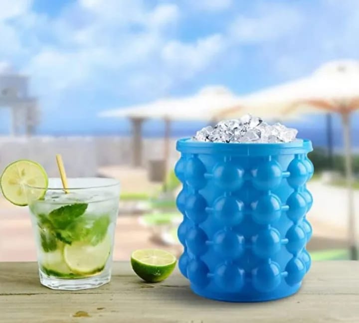 Ice Bucket, Large Silicone Ice Bucket & Ice Mold with lid, Revolutionary Space Saving Genie Ice Cube Maker for Chilling , Beverage - image 2