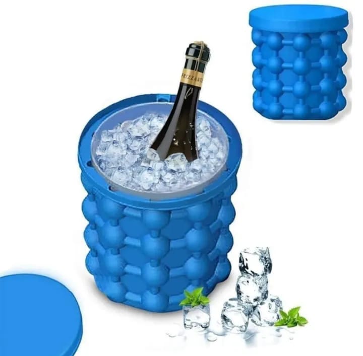 Ice Bucket, Large Silicone Ice Bucket & Ice Mold with lid, Revolutionary Space Saving Genie Ice Cube Maker for Chilling , Beverage - image 4