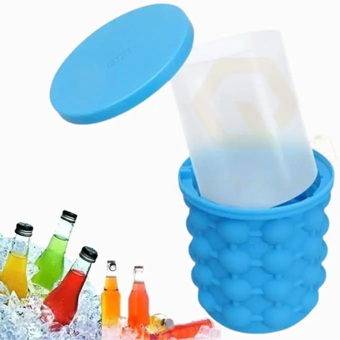 Ice Bucket, Large Silicone Ice Bucket & Ice Mold with lid, Revolutionary Space Saving Genie Ice Cube Maker for Chilling , Beverage - image 5